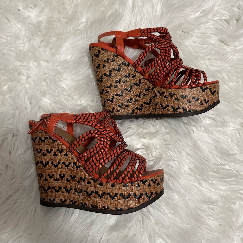 Multicolor strappy wedges size 10